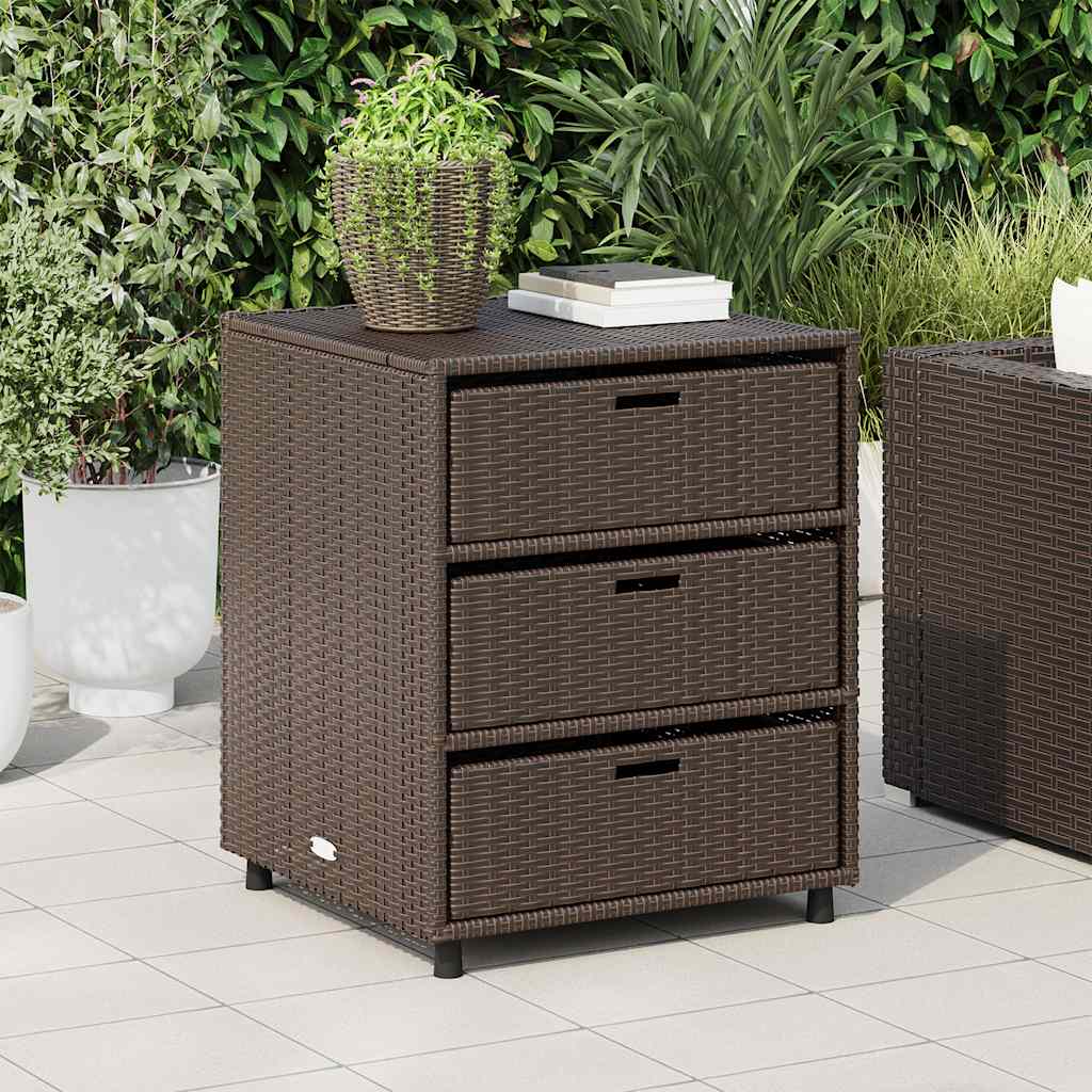 Garden Storage Cabinet Brown 55x59x69 cm Poly Rattan