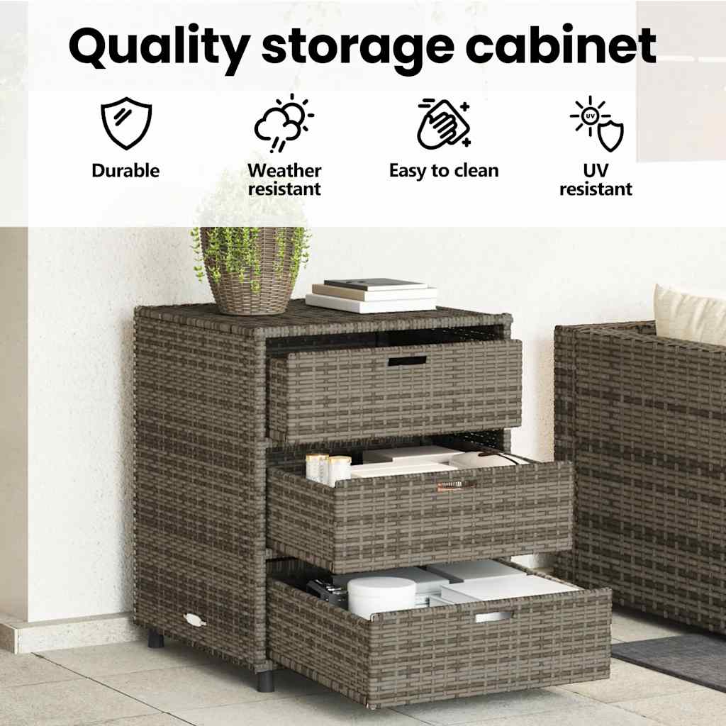 Garden Storage Cabinet Grey 55x59x69 cm Poly Rattan