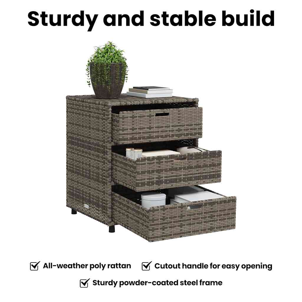 Garden Storage Cabinet Grey 55x59x69 cm Poly Rattan