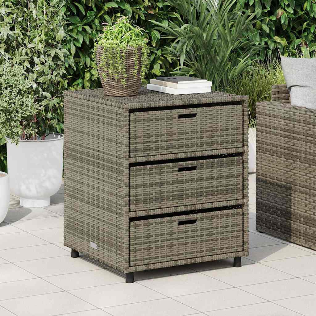Garden Storage Cabinet Grey 55x59x69 cm Poly Rattan