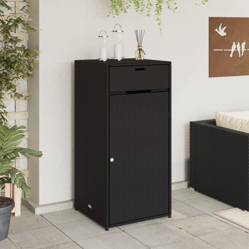 vidaXL Garden Storage Cabinet Black 55x55x111 cm Poly Rattan