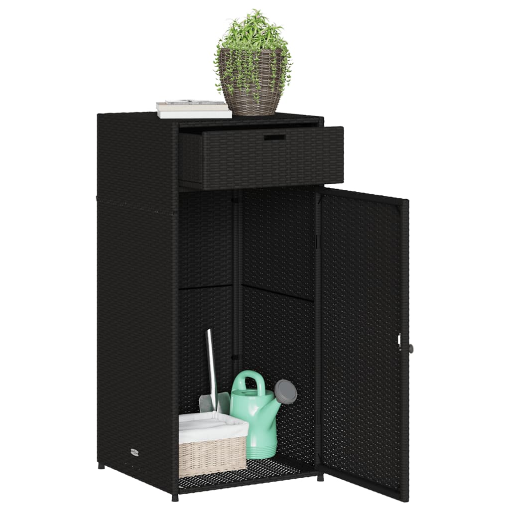 vidaXL Garden Storage Cabinet Black 55x55x111 cm Poly Rattan