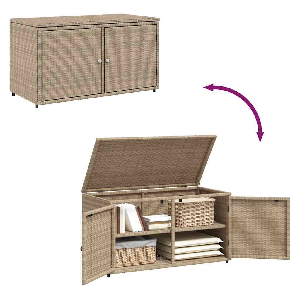 Garden Storage Cabinet Beige 110x55x60.5 cm Poly Rattan