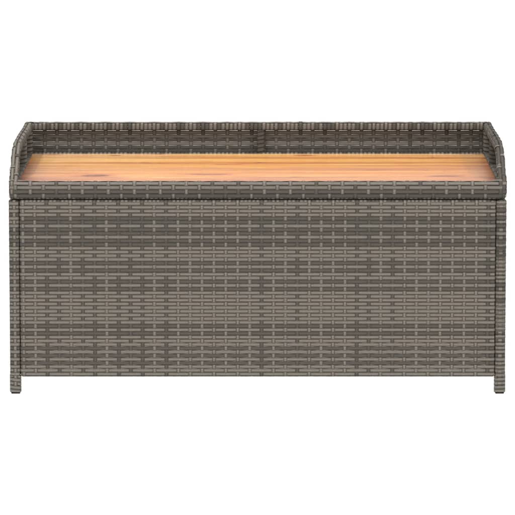 vidaXL Storage Bench Grey 100x50x52 cm Poly Rattan and Acacia Wood