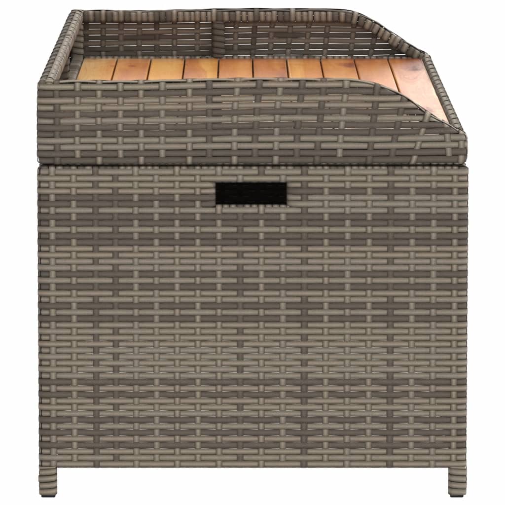 vidaXL Storage Bench Grey 100x50x52 cm Poly Rattan and Acacia Wood