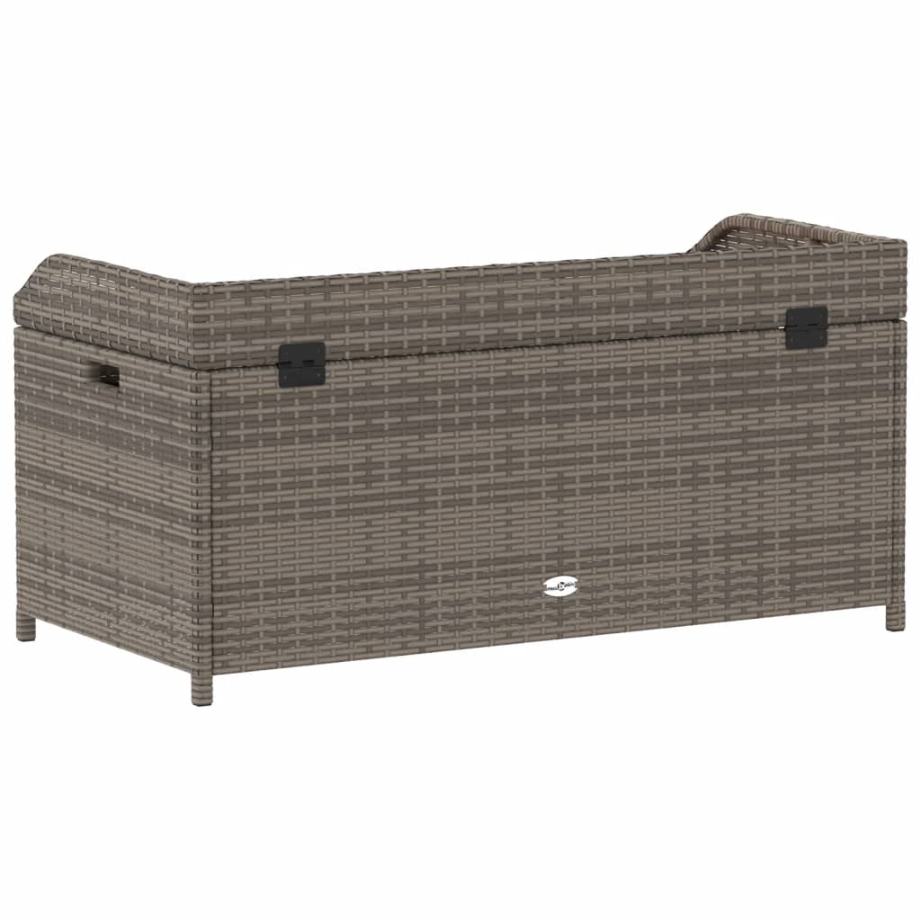 vidaXL Storage Bench Grey 100x50x52 cm Poly Rattan and Acacia Wood