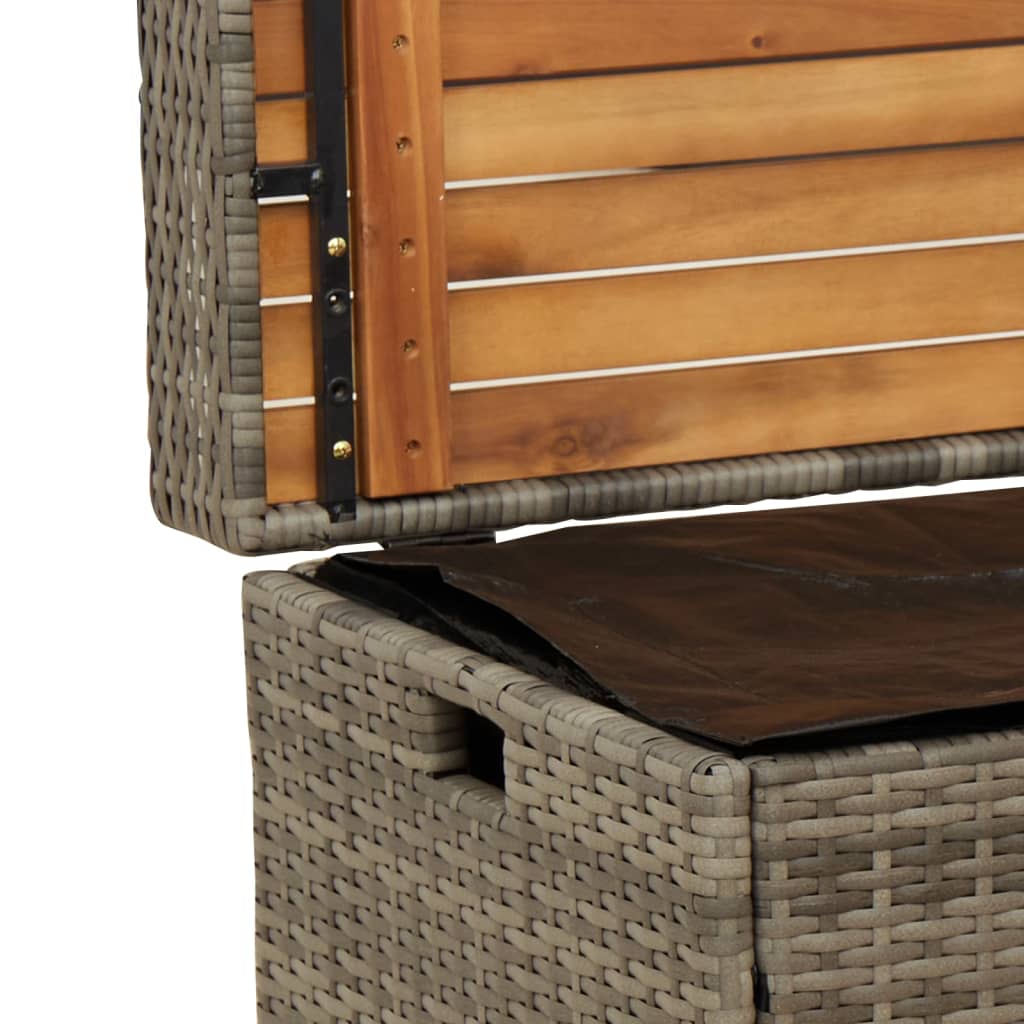 vidaXL Storage Bench Grey 100x50x52 cm Poly Rattan and Acacia Wood