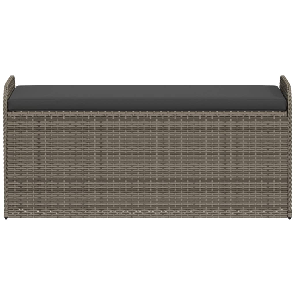 vidaXL Storage Bench with Cushion Grey 115x51x52 cm Poly Rattan