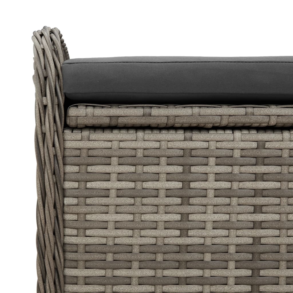 vidaXL Storage Bench with Cushion Grey 115x51x52 cm Poly Rattan