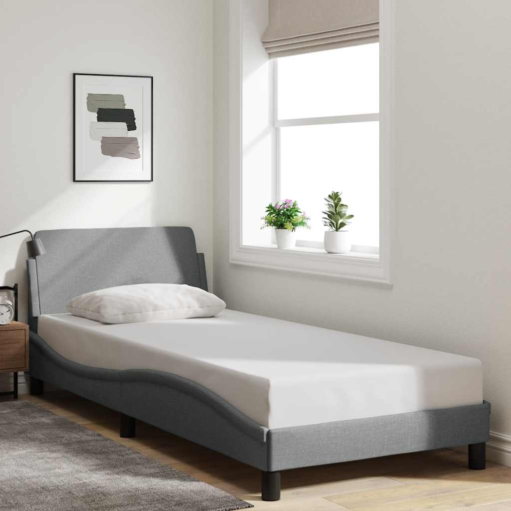 Bed Frame "Dover" Light Grey 90x190 cm Single Fabric