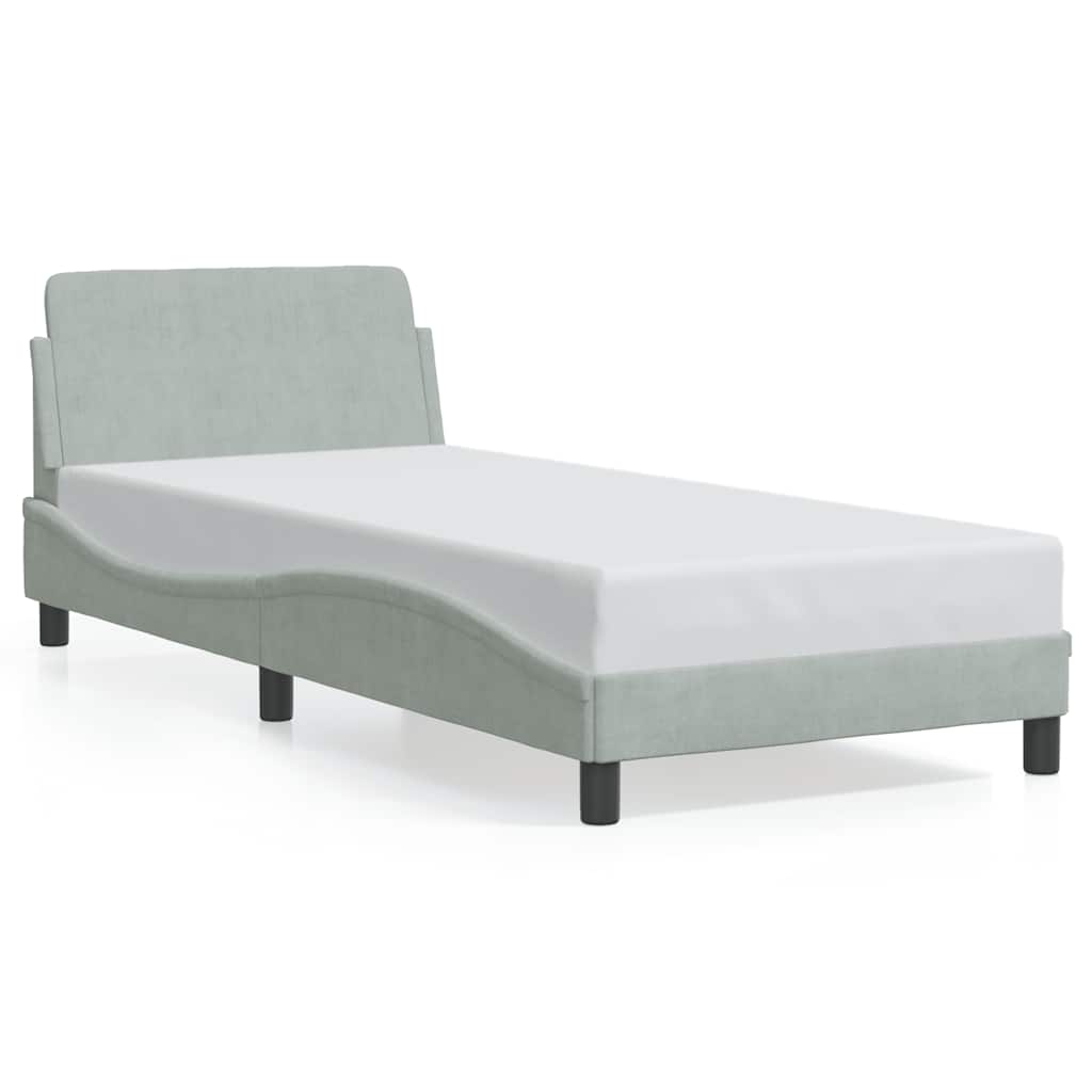 Bed Frame "Dover" Light Grey 90x190 cm Single Velvet