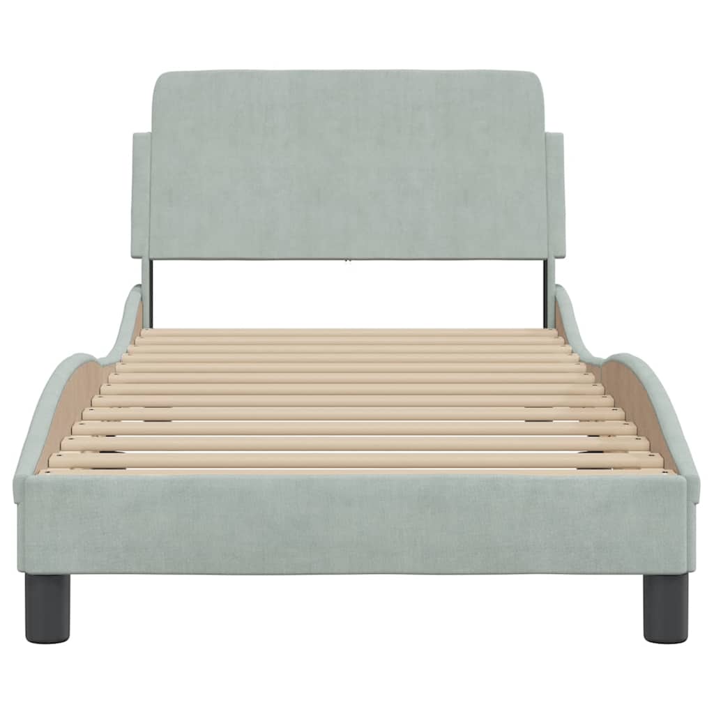 Bed Frame "Dover" Light Grey 90x190 cm Single Velvet