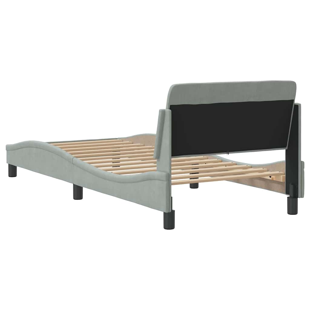 Bed Frame "Dover" Light Grey 90x190 cm Single Velvet