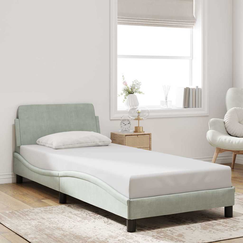 Bed Frame "Dover" Light Grey 90x190 cm Single Velvet
