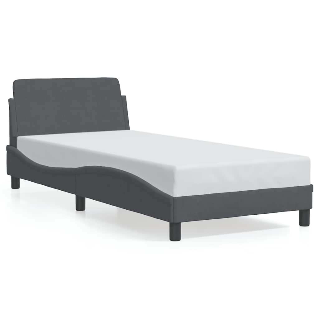 Bed Frame "Dover" Dark Grey 90x190 cm Single Velvet