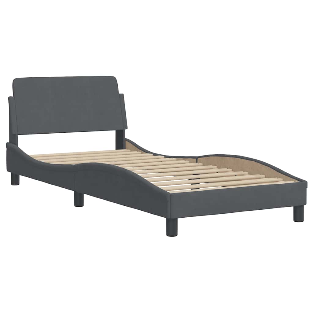 Bed Frame "Dover" Dark Grey 90x190 cm Single Velvet