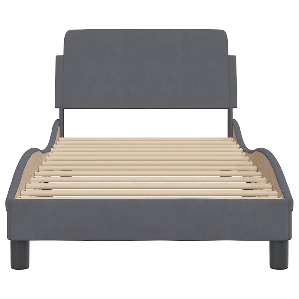 Bed Frame "Dover" Dark Grey 90x190 cm Single Velvet