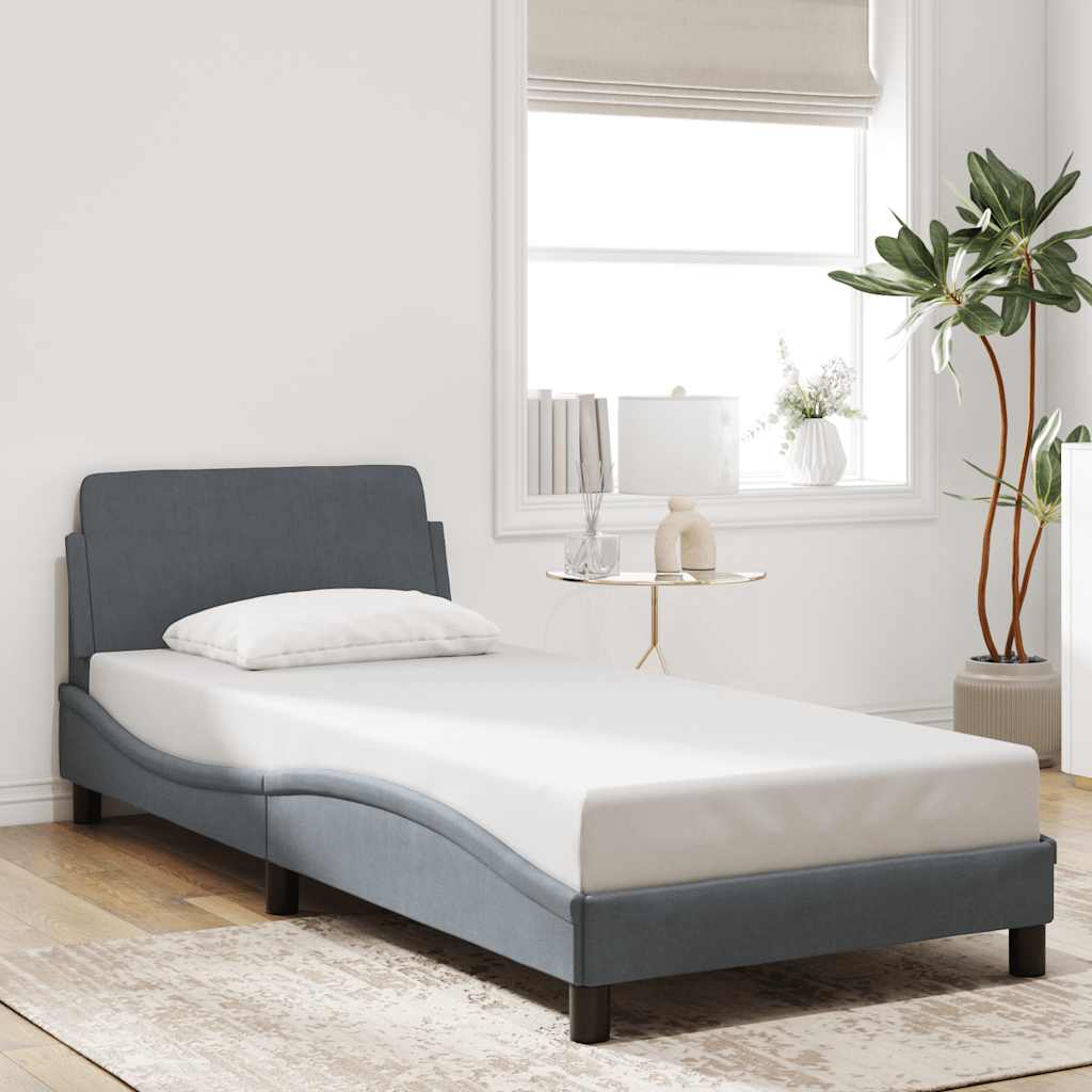 Bed Frame "Dover" Dark Grey 90x190 cm Single Velvet