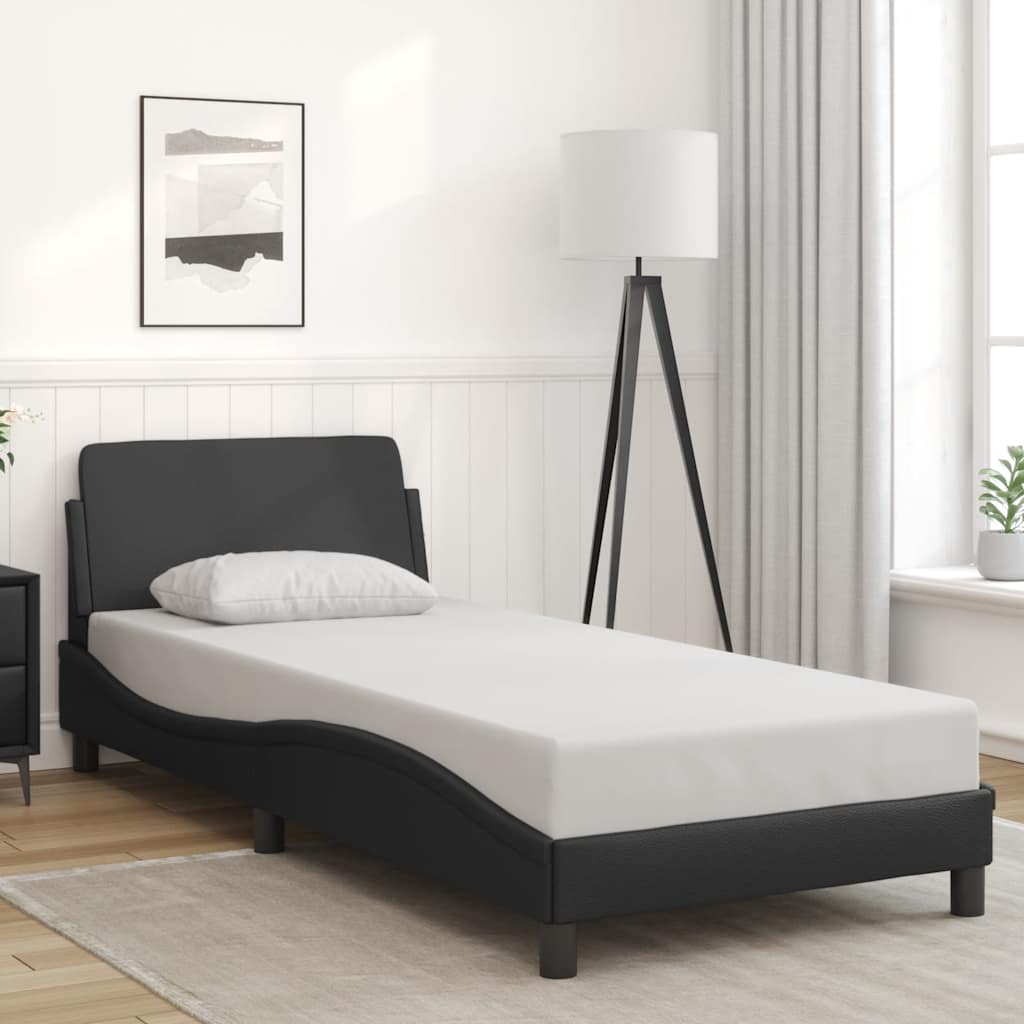 Bed Frame "Dover" Black 90x190 cm Single Faux Leather