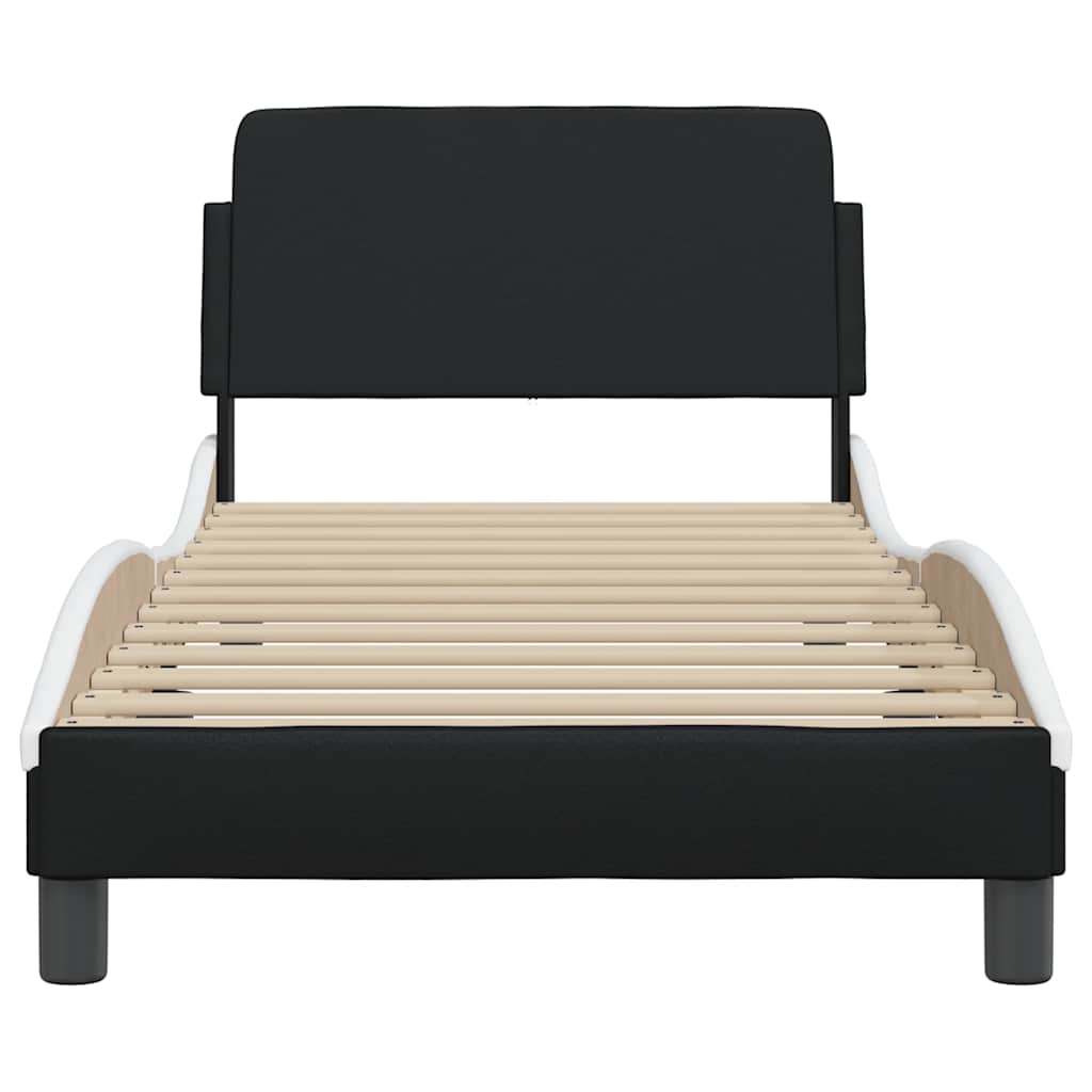 Bed Frame "Dover" Black and White 90x190 cm Single Faux Leather