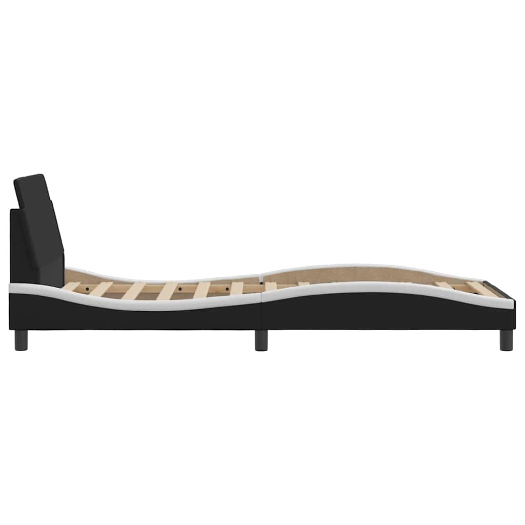 Bed Frame "Dover" Black and White 90x190 cm Single Faux Leather