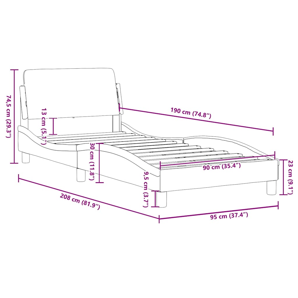 Bed Frame "Dover" Black and White 90x190 cm Single Faux Leather