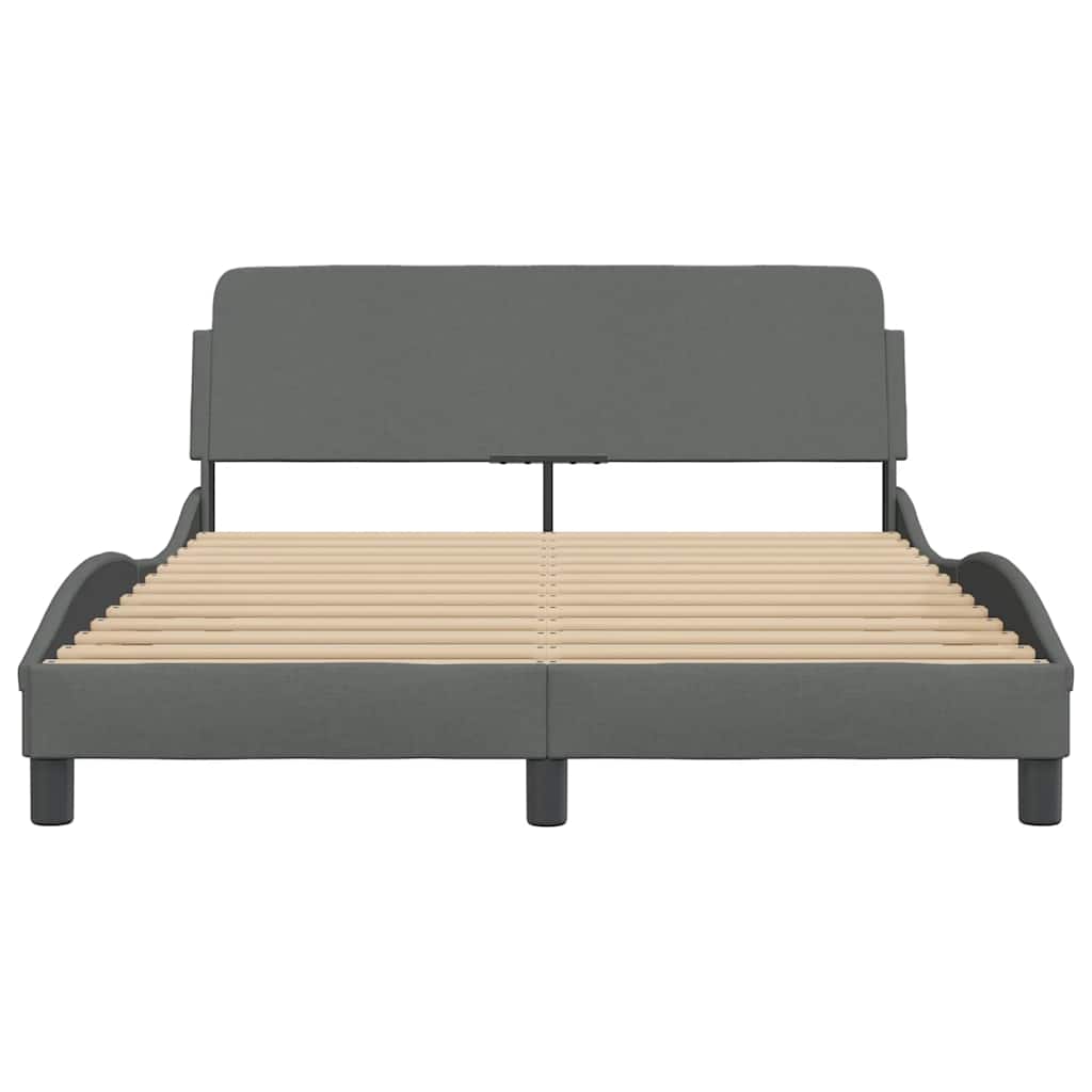 Bed Frame "Dover" Dark Grey 135x190 cm Double Fabric