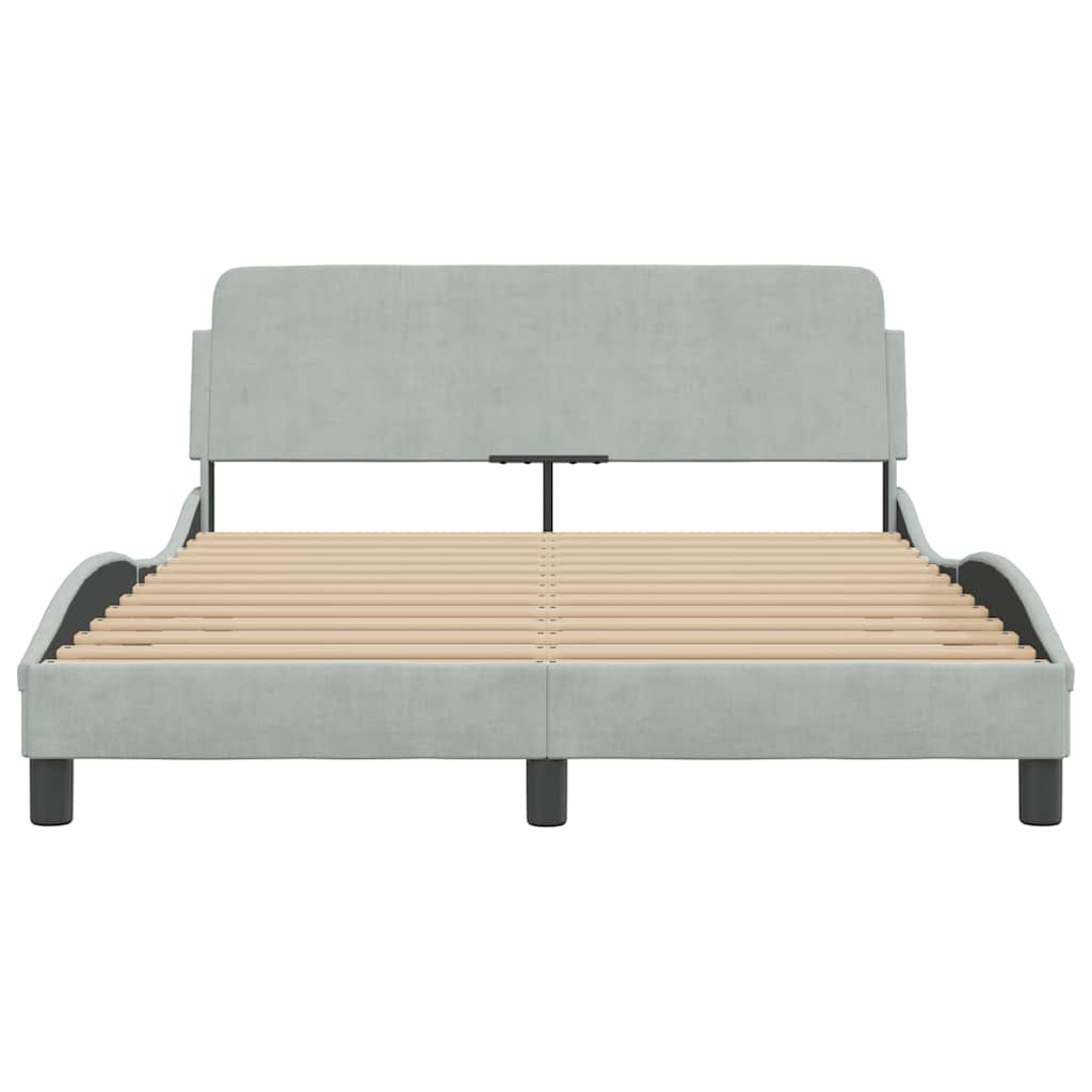 Bed Frame "Dover" Light Grey 135x190 cm Double Velvet