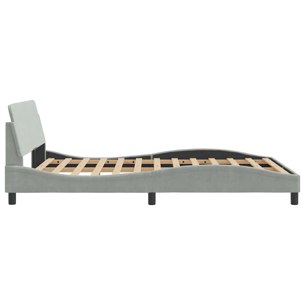 Bed Frame "Dover" Light Grey 135x190 cm Double Velvet