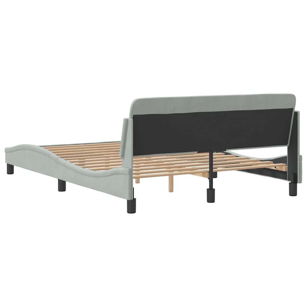 Bed Frame "Dover" Light Grey 135x190 cm Double Velvet