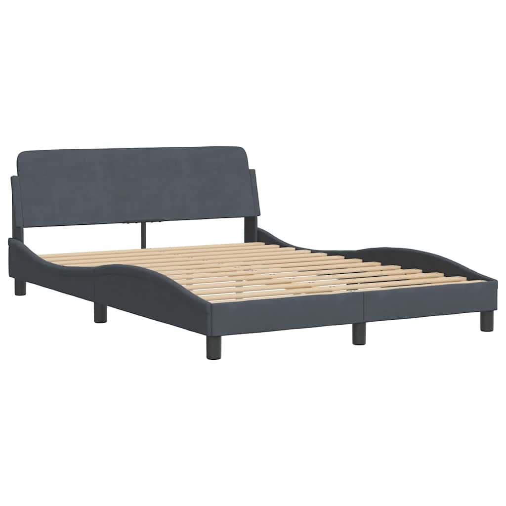Bed Frame "Dover" Dark Grey 135x190 cm Double Velvet