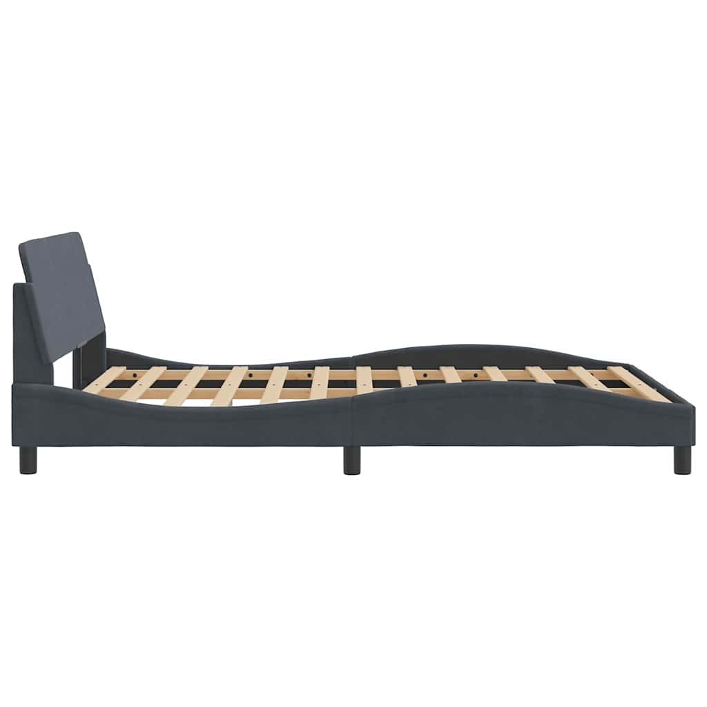 Bed Frame "Dover" Dark Grey 135x190 cm Double Velvet