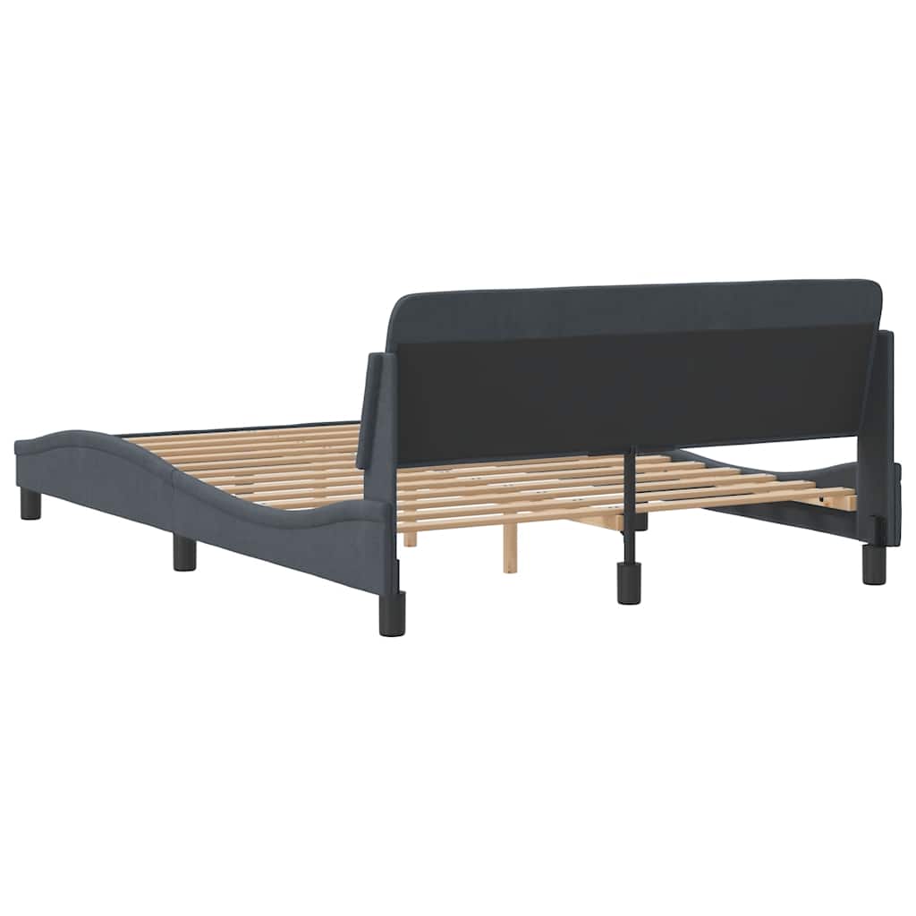 Bed Frame "Dover" Dark Grey 135x190 cm Double Velvet
