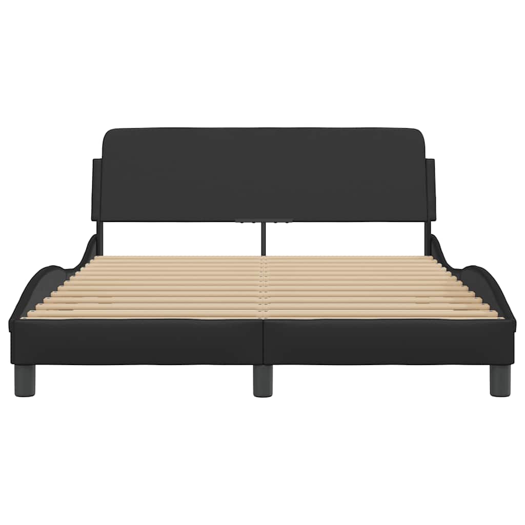 Bed Frame "Dover" Black 135x190 cm Double Faux Leather