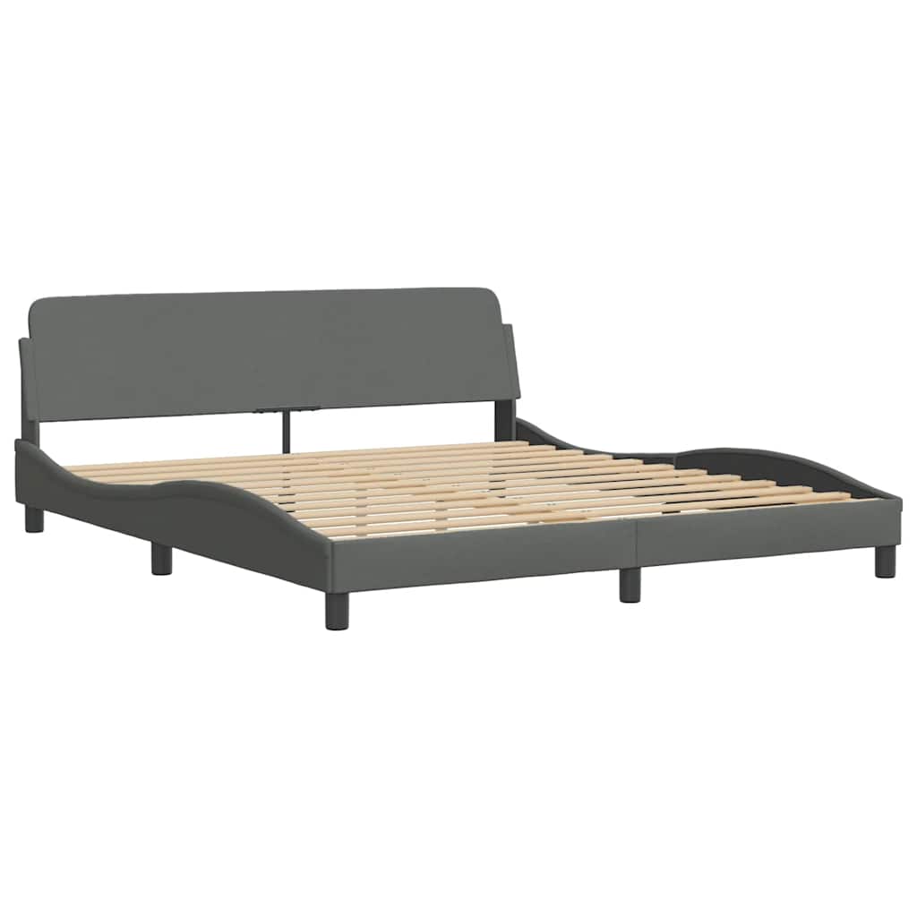 Bed Frame "Dover" Dark Grey 180x200 cm Super King Fabric