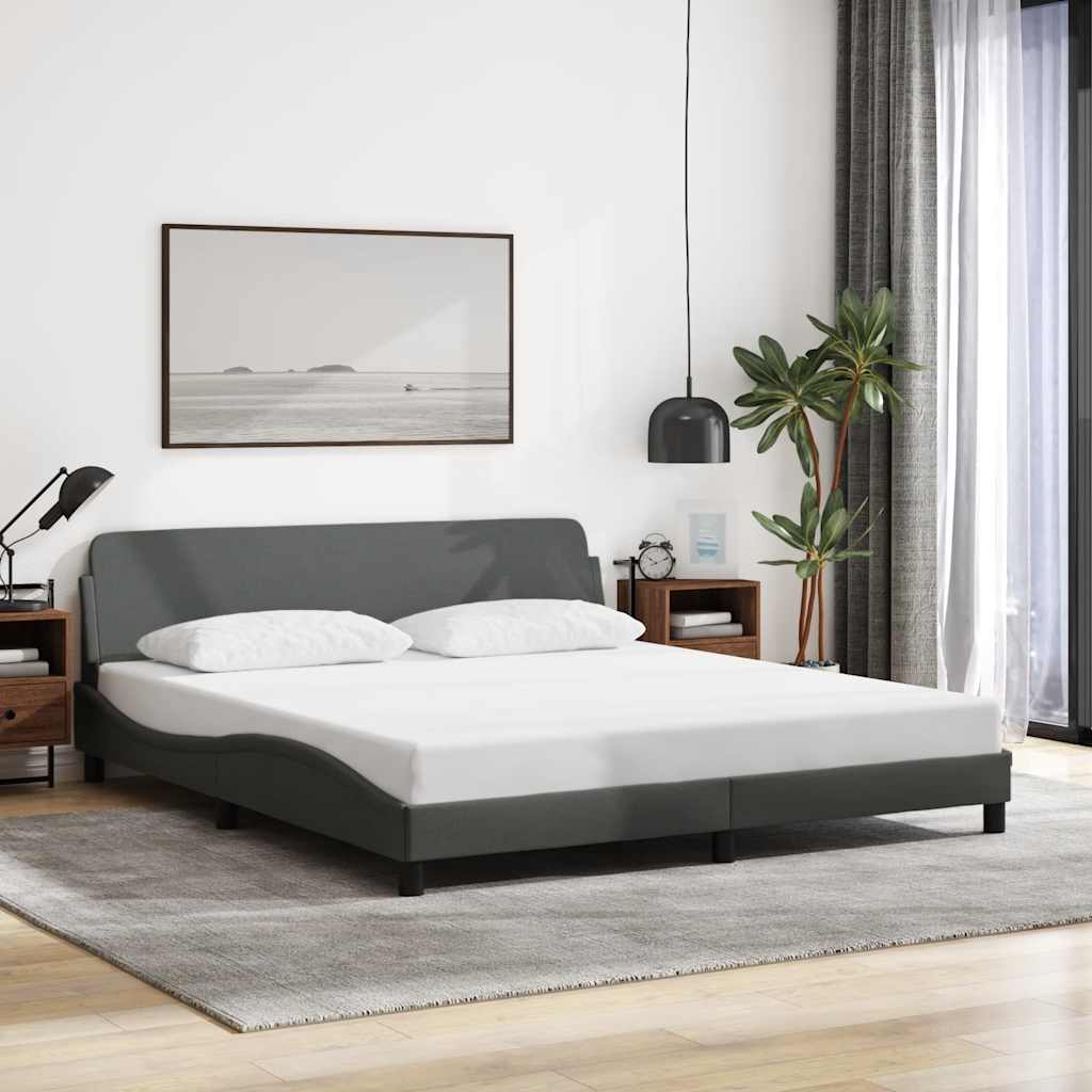 Bed Frame "Dover" Dark Grey 180x200 cm Super King Fabric