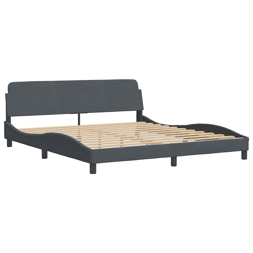 Bed Frame "Dover" Dark Grey 180x200 cm Super King Velvet