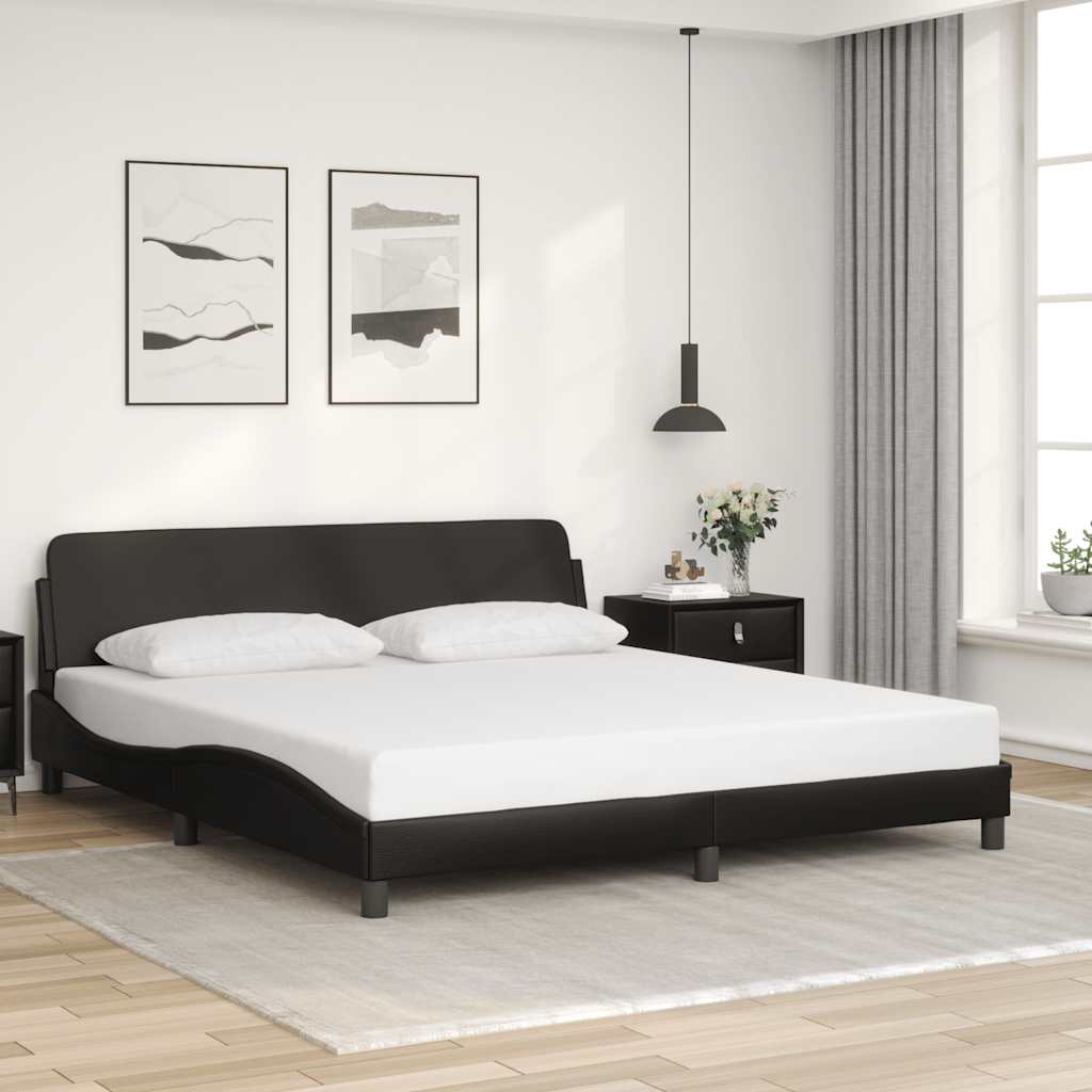 Bed Frame "Dover" Black 180x200 cm Super King Faux Leather
