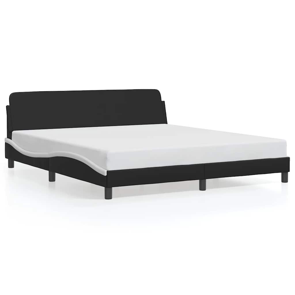 Bed Frame "Dover" Black and White 180x200 cm Super King Faux Leather