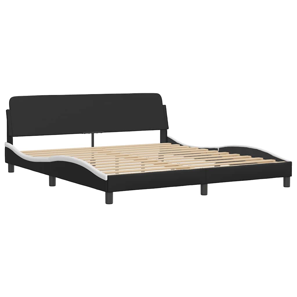 Bed Frame "Dover" Black and White 180x200 cm Super King Faux Leather