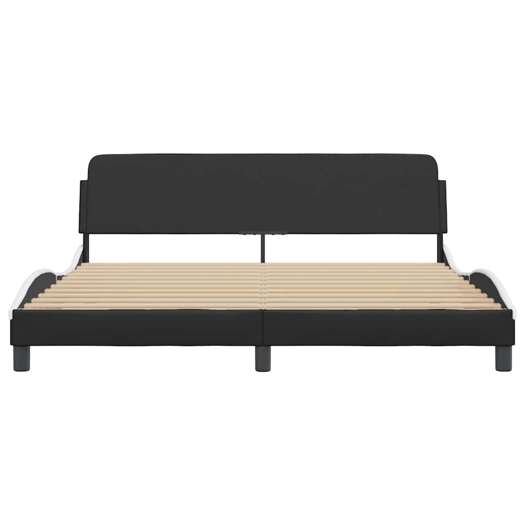 Bed Frame "Dover" Black and White 180x200 cm Super King Faux Leather