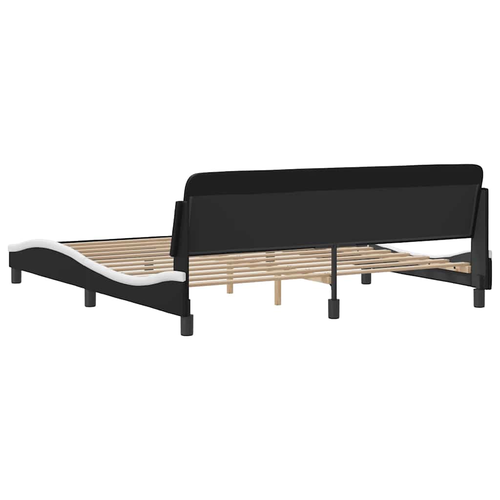 Bed Frame "Dover" Black and White 180x200 cm Super King Faux Leather