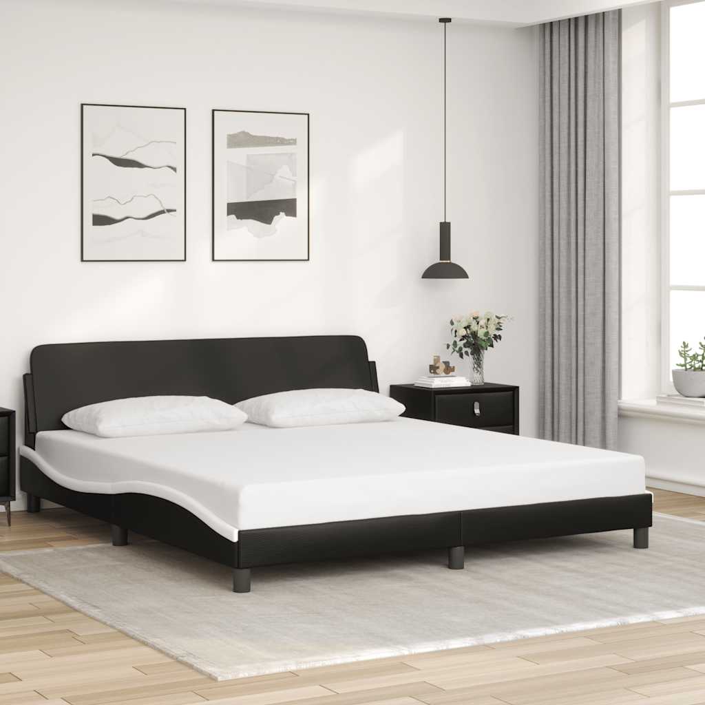 Bed Frame "Dover" Black and White 180x200 cm Super King Faux Leather