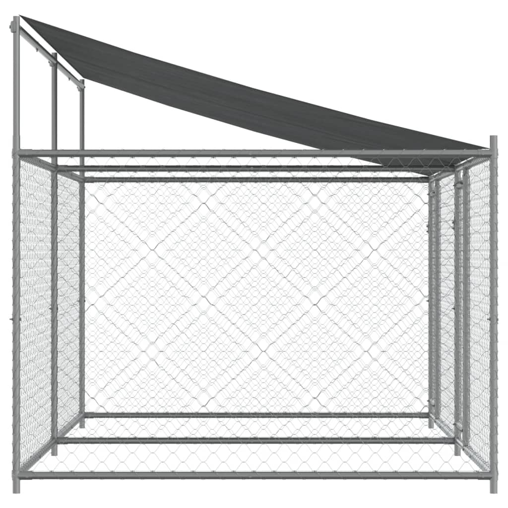 Dog Cage with Roof and Doors Grey 4x2x2 m Galvanised Steel