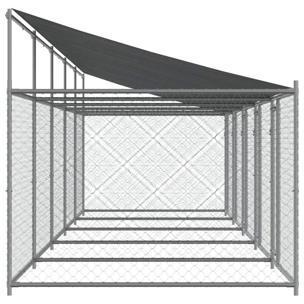 vidaXL Dog Cage with Roof and Doors Grey 10x2x2 m Galvanised Steel