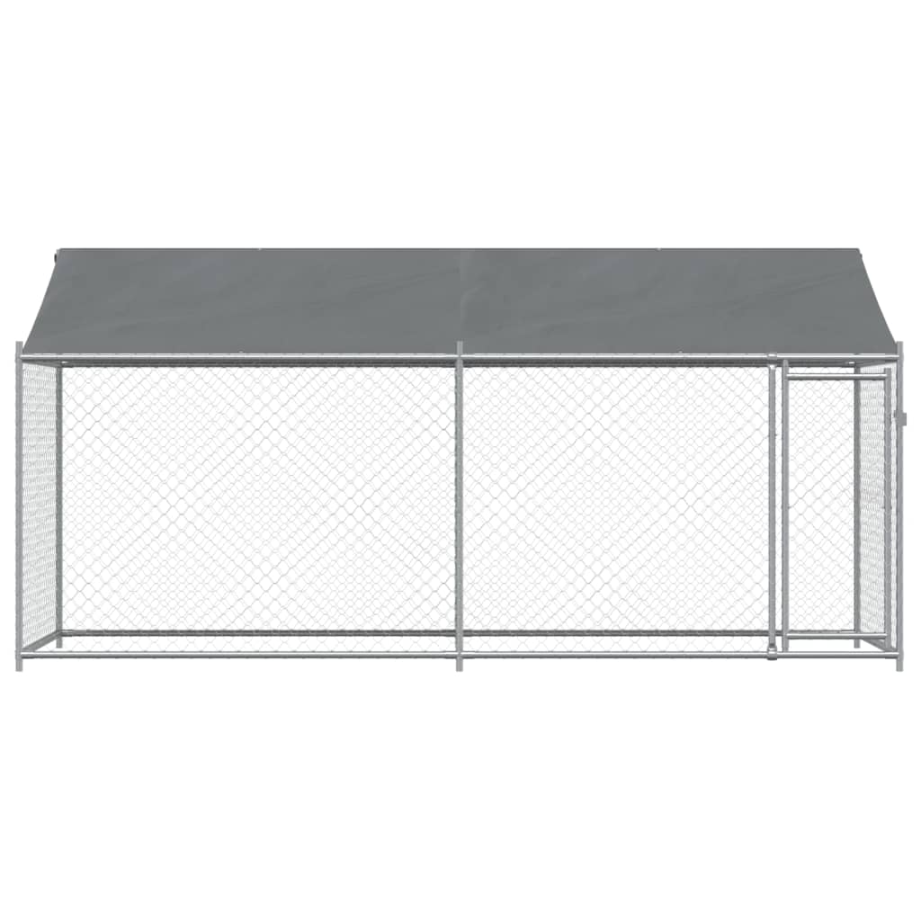 Dog Cage with Roof and Door Grey 4x2x2 m Galvanised Steel