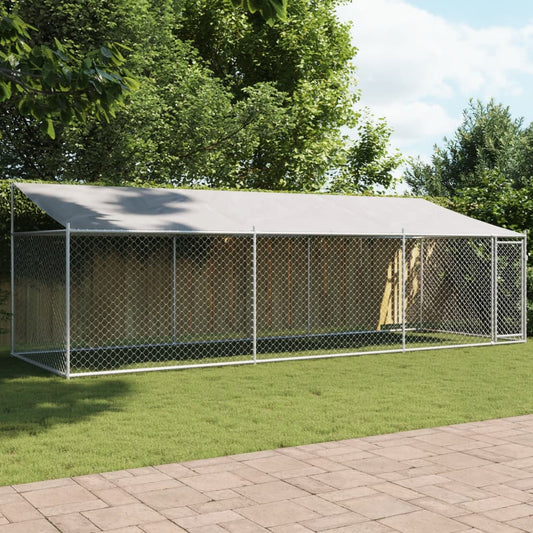 Dog Cage with Roof and Door Grey 6x2x2 m Galvanised Steel