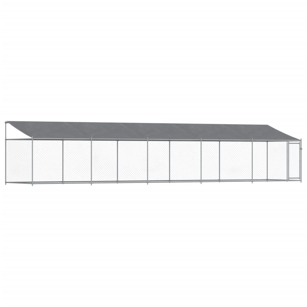 Dog Cage with Roof and Door Grey 10x2x2 m Galvanised Steel