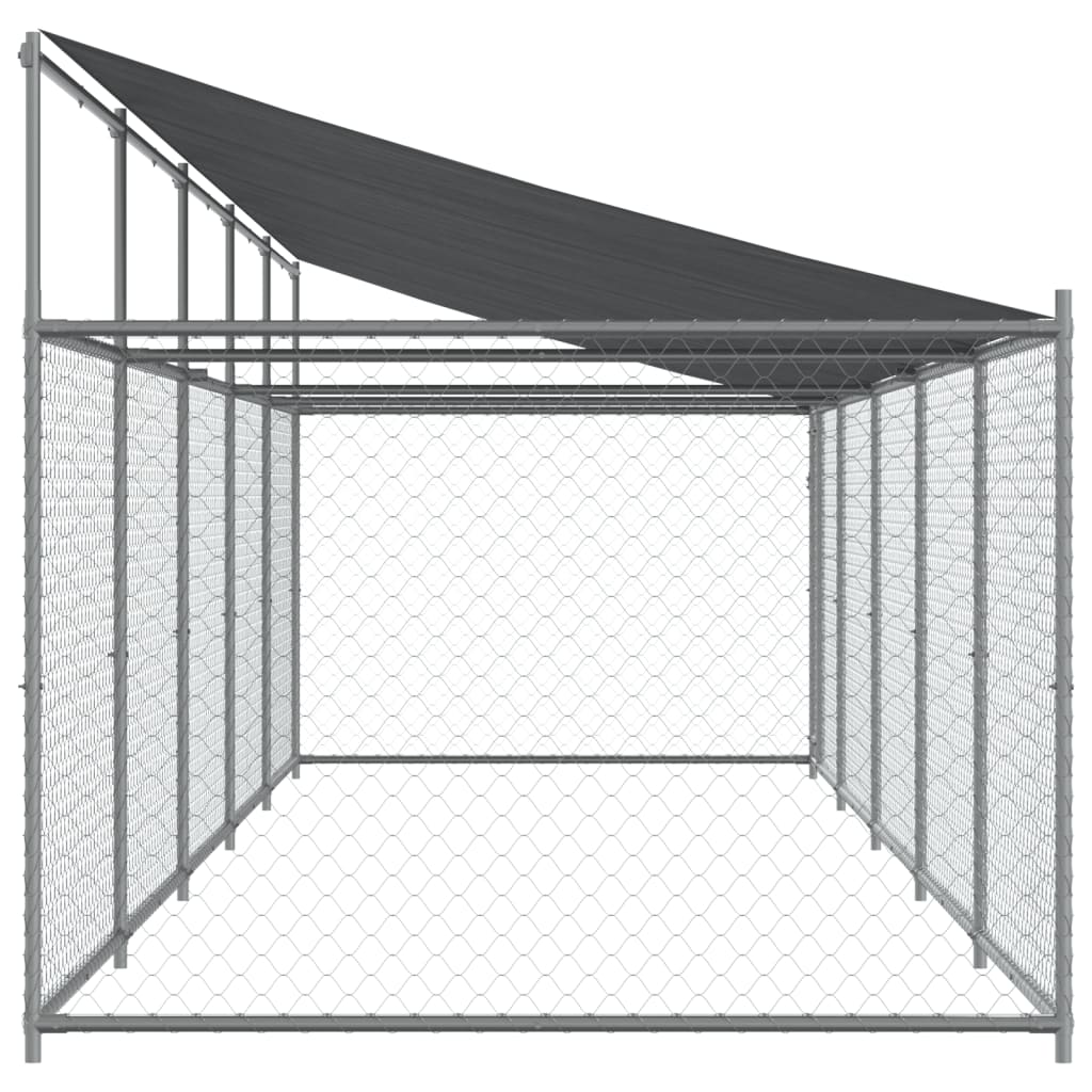 Dog Cage with Roof and Door Grey 10x2x2 m Galvanised Steel