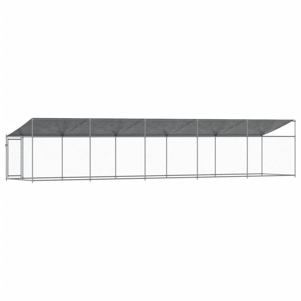 Dog Cage with Roof and Door Grey 10x2x2 m Galvanised Steel